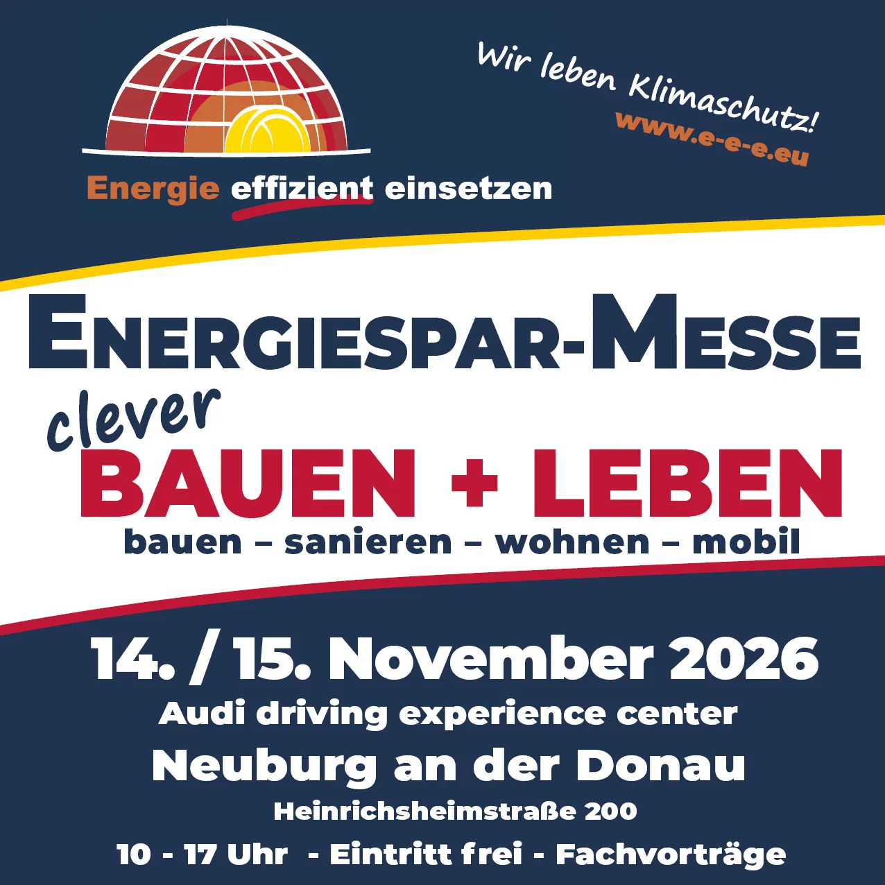 Flyer der Energiespar-Messe "clever BAUEN + LEBEN"